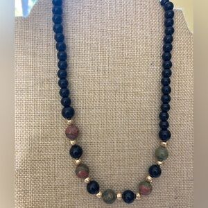 Black and Earth Tone‎ Beads Vintage Necklace